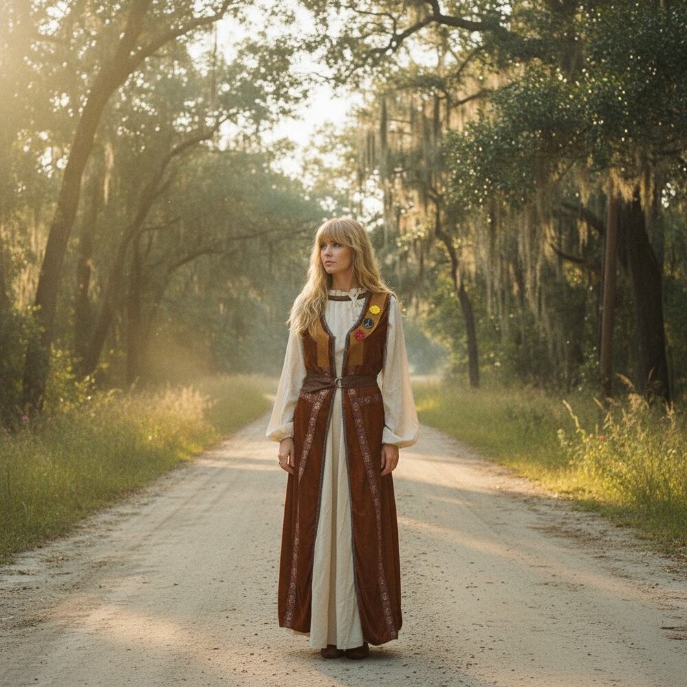 Forrest Gump Jenny Curran Costume Adult Medium Hippie Dress-Vest-Belt-NWT-70s